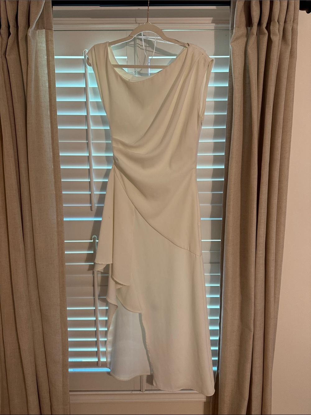Elliatt Ivory Draped High-Low Cocktail Dress